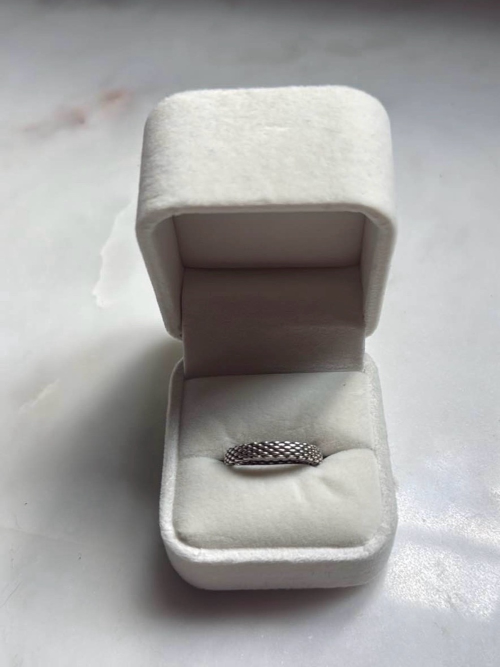 Tiffany & Co. Narrow Firm Mesh Somerset Sterling Silver Ring - Size 7